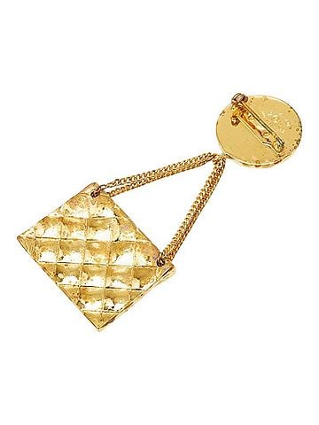 Chanel Chanel Coco Mark Matelassé Vintage Brooch, Size 25, Gold Plated, Women's CHANEL (view 2)