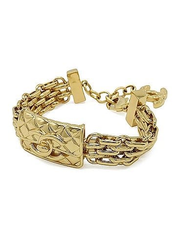 Chanel CHANEL Matelassé Coco Mark Chain Bracelet, Handbag Motif, GP Gold, B23 K (view 1)