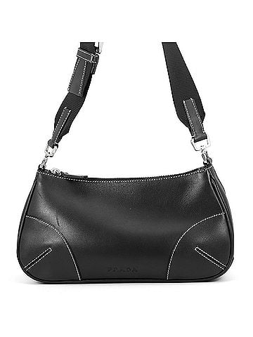 Prada Prada shoulder bag, stitched leather, PRADA handbag, black, (view 1)