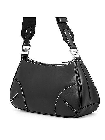 Prada Prada shoulder bag, stitched leather, PRADA handbag, black, (view 2)