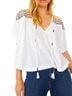 Free People White Multi Color Blouse Size S - photo 4