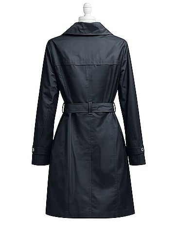 London Fog water resistant, raincoat, black, belted, snap closure, lightweight, business casual, Trenchcoat (view 2)