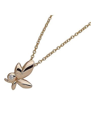 Tiffany & Co. Tiffany &amp; Co. Women's Necklace, 750PG (Pink Gold), 1 Diamond, Paloma Picasso Olive Leaf Design, Pink Gold Jewelry (view 1)