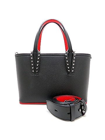 Christian Louboutin Christian Louboutin Cabata Mini Tote Studded Handbag 1205054 Leather Black Red Women's 353374 (view 1)