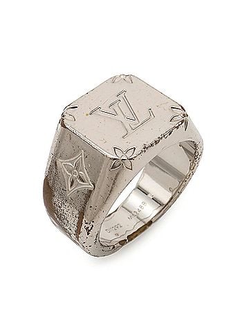Louis Vuitton LOUIS VUITTON Louis Vuitton Signet Ring Monogram Metal Silver Size L (approx. Japanese size M62488) (view 2)