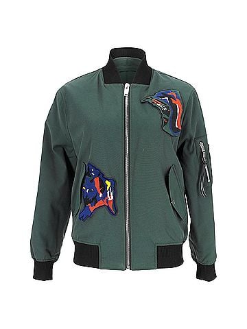 Proenza Schouler Proenza Schouler Patched Bomber Jacket in Olive Polyamide (view 1)