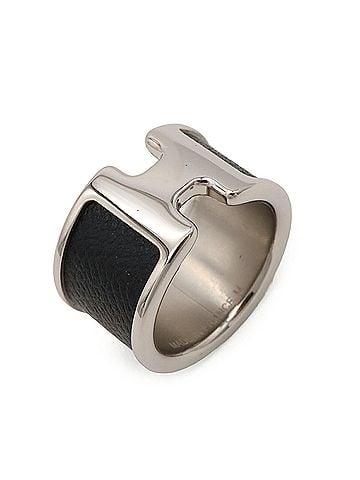 Hermès HERMES Olympe GM Ring, Metal, Veau Madame Leather, Silvery Black, Japanese Size Approx. 1 (view 2)