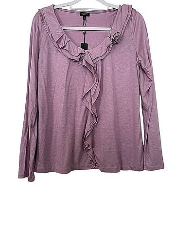 Talbots Dusty Lavender Ruffle-Trim Long Sleeve Top Long Sleeve T-Shirt (view 1)