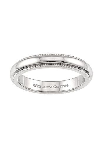 Tiffany & Co. Tiffany &amp; Co. Milgrain Ring, 3mm wide, Platinum, Together. (view 2)