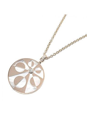 Bvlgari BVLGARI Intarsio Necklace, 18KPG (Pink Gold), Diamond, Mother-of-Pearl, Women's, Gold Tone, Clear White Tone (view 1)