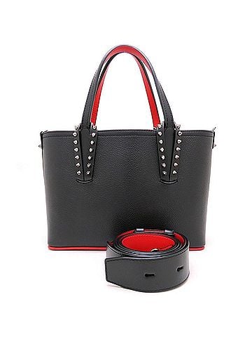 Christian Louboutin Christian Louboutin Cabata Mini Tote Studded Handbag 1205054 Leather Black Red Women's 353375 (view 1)