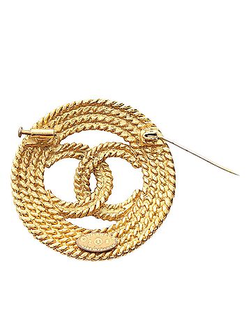 Chanel Gold Plated CC Rope Brooch (view 2)