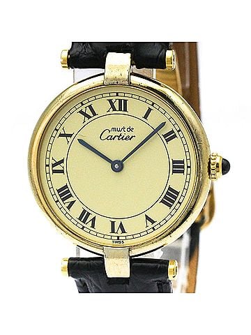 Cartier CARTIER Must Vendome Gold Plated Leather Quartz Unisex Watch 590003 (view 1)