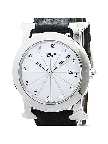 Hermès HERMES H Watch Rond Steel Leather Quartz Mens Watch HR1.710 Polished (view 1)