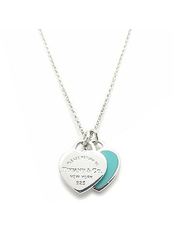Tiffany & Co. TIFFANY&amp;Co. Tiffany &amp; Co. Return to Double Heart Tag Necklace, Blue, SV925, Women's, 295753 (view 1)