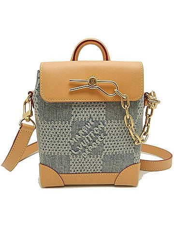 Louis Vuitton LOUIS VUITTON Damier Denim 3D Nano Steamer N40751 2024 Pre-Fall Shoulder Bag Blue Men's 253964 (view 1)