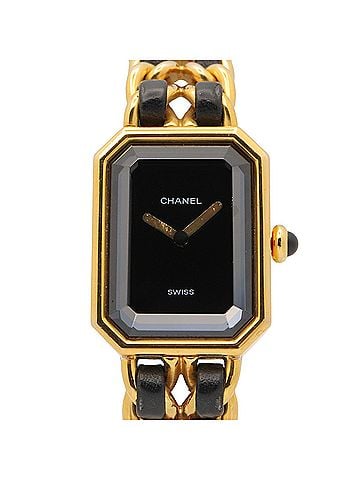 Chanel Chanel CHANEL Première Watch, Gold Plated (GP), Leather Strap, Women's, Black, H0001 (view 1)