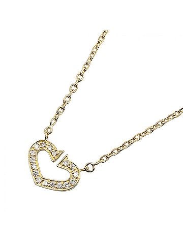 Cartier Cartier C Heart Diamond Necklace, 18K (Yellow Gold) Women's, Gold Tone, Clear Tone (view 1)