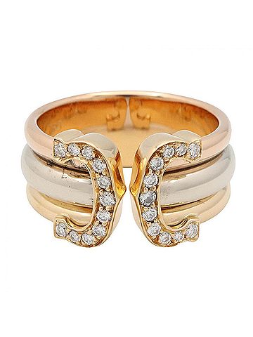 Cartier Cartier 2C Diamond Ring - Ring/Finger Jewelry 18K (Yellow Gold), 18KWG (White 18KPG (Pink Gold) Women's Clear Gold Silver (view 2)