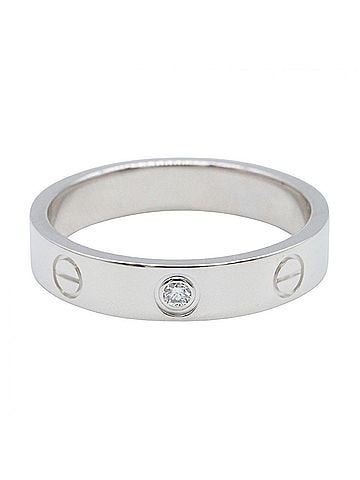 Cartier Cartier Mini Love Ring, 1PD (18K White Gold), Diamond, Women's, Silver/Clear Tone, B4050500 (view 2)