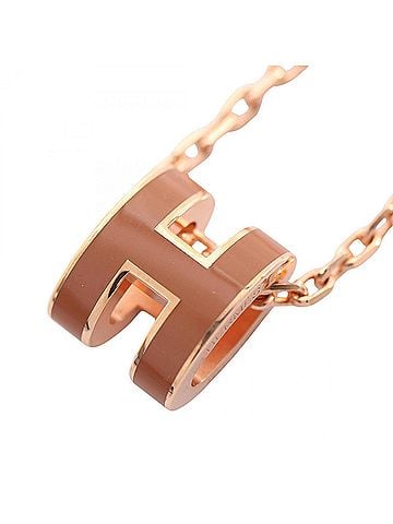 Hermès Hermes Mini Pop H necklace, gold-plated (GP), women's, gold and pink tones. (view 1)