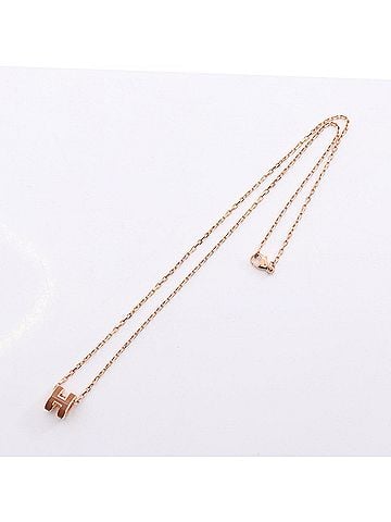 Hermès Hermes Mini Pop H necklace, gold-plated (GP), women's, gold and pink tones. (view 2)