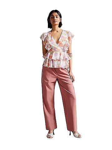 Ted Baker London Floral Ruffle Frill Detail Tie Blouse (view 1)