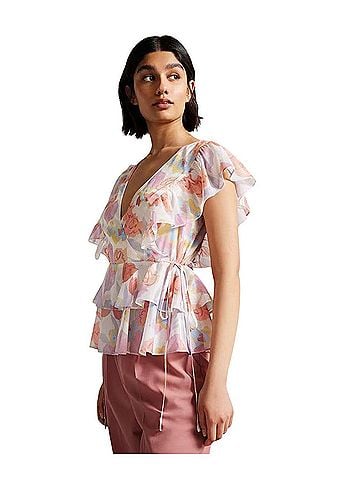 Ted Baker London Floral Ruffle Frill Detail Tie Blouse (view 2)