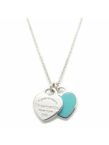 Tiffany & Co. TIFFANY&amp;Co. Tiffany &amp; Co. Return to Double Heart Tag Necklace, Blue, SV925, Women's, 295754 (view 1)