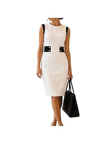 Lafayette 148 New York White and Black Sheath Cocktail Dress (view 1)
