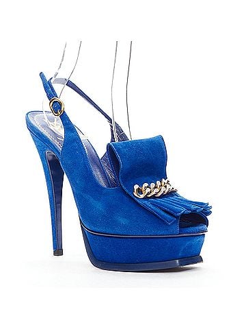 Saint Laurent Yves Saint Laurent Tribute Suede Fringe Heels (view 1)