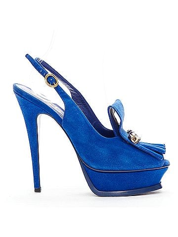Saint Laurent Yves Saint Laurent Tribute Suede Fringe Heels (view 2)