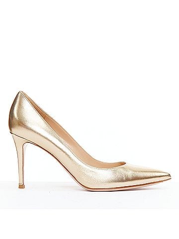 Gianvito Rossi Gianvito Rossi Gold Leather Pointy Pumps (view 1)
