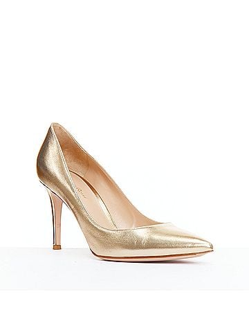 Gianvito Rossi Gianvito Rossi Gold Leather Pointy Pumps (view 2)