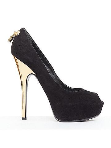 Louis Vuitton Louis Vuitton Suede Gold Lock Pumps (view 2)