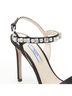 Prada 100% Silk Black Prada Satin Crystal Embellished Sandals Size EU 37 1/2 - photo 2