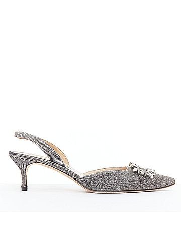 Manolo Blahnik Manolo Blahnik Fabric Crystal Sling Heels (view 1)