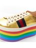 Gucci 100% Leather Multi Color Gucci Web Platform Sneakers Size EU 37 1/2 - photo 6