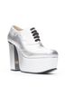 Gucci 100% Leather Silver Gucci Platform Block Heel Bootie Mules Size EU 37 1/2 - photo 2