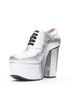 Gucci 100% Leather Silver Gucci Platform Block Heel Bootie Mules Size EU 37 1/2 - photo 4
