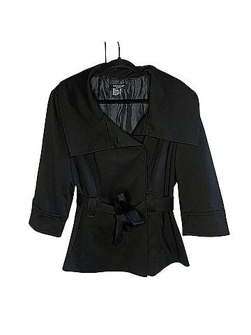 Sandro Tailored Jacket Black Belted Trench Trenchcoat (view 1)