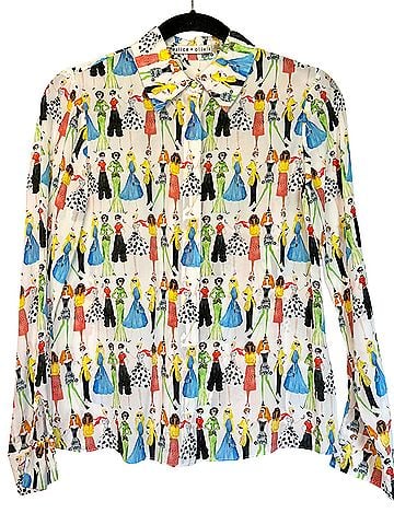 Alice + Olivia Willa Staceface Long Sleeve Blouse (view 2)
