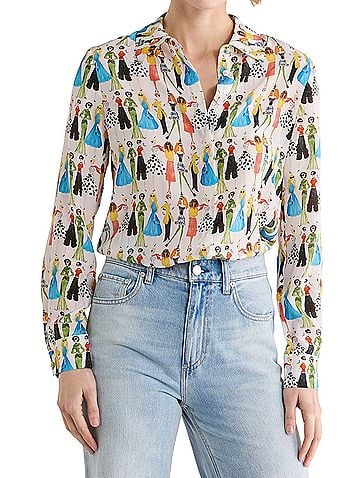 Alice + Olivia Willa Staceface Long Sleeve Blouse (view 1)