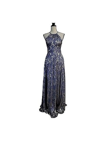 Betsy & Adam Crinkle Print Gown Cocktail Dress (view 1)