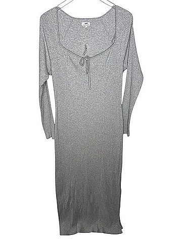 American Eagle Outfitters Arie Ribbed Long Sleeve Scoop Neck Maxi Dress Casual Dress (view 1)