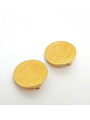 Hermès Hermes Earrings, Sellier, GP Plated, Gold, Women's (view 2)