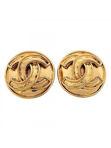 Chanel Chanel Earrings, Coco Mark Circle, GP Plated Gold, Women's (view 1)