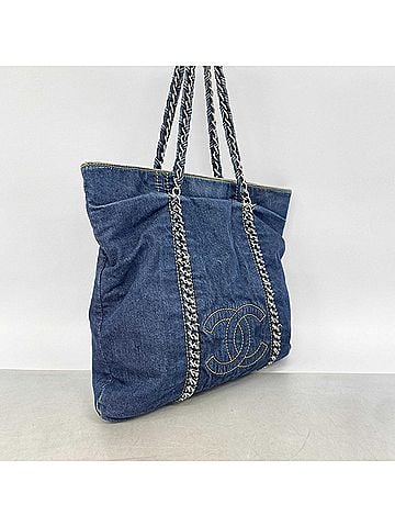 Chanel Chanel Tote Bag/Chain Tote, Denim, Navy, Women's, P3177900 (view 2)