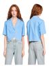 Sandro Blue Short Sleeve Button-Down Shirt Size XS - photo 2