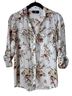 Iz Byer Floral White Multi Color Button-Down Shirt Size XS - photo 1